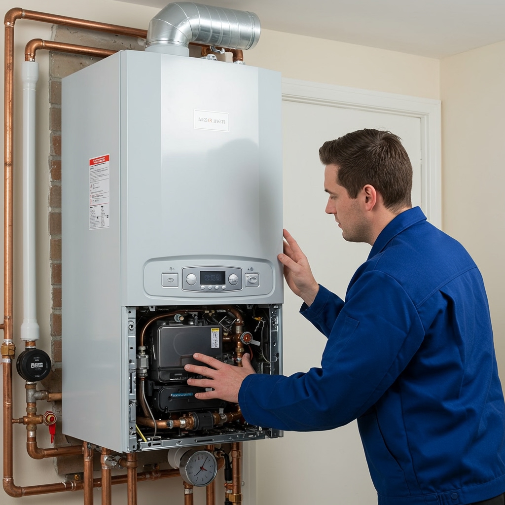 Gas Safe engineer installing A‑rated condensing boiler through ECO4 — Government Boiler Replacement Schemes 2025: Your Complete Route to Fr…